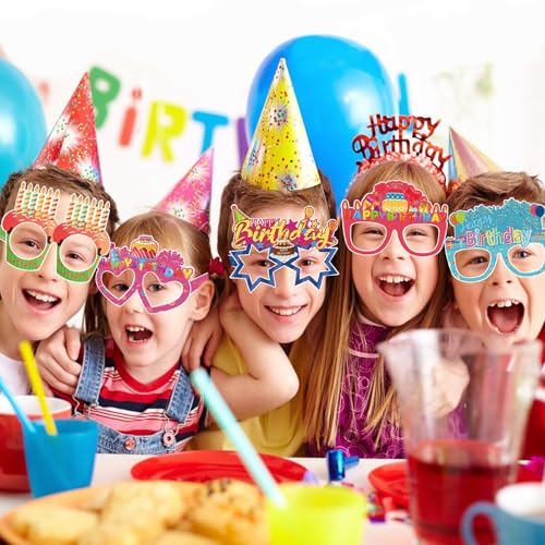 12-Pack Birthday Party Paper Glasses - Fun Photo Booth Props & Favors