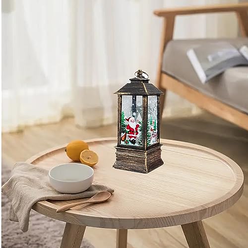 Santa Claus LED Christmas Lantern - Bronze Flame Effect Decorative Lamp