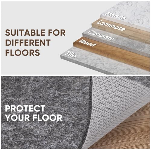 Non-Slip Rug Pad 4x6 Ft, 1/4 Inch Thick Felt and Rubber Carpet Cushion