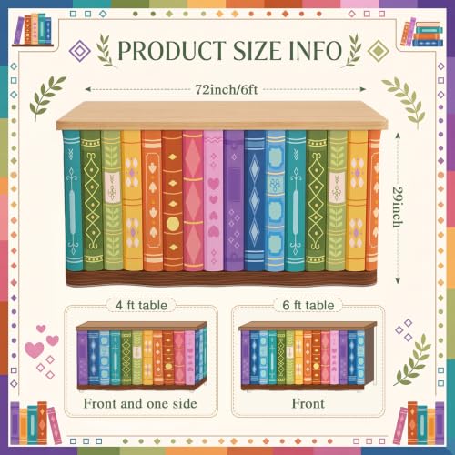 6ft Bookshelf Print Table Skirt for Classroom Teacher Desk Decor