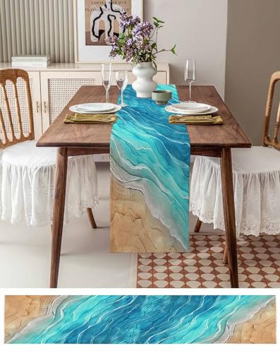 Boanket 13x60 Inch Turquoise Beach Table Runner - Coastal Summer Home Decor