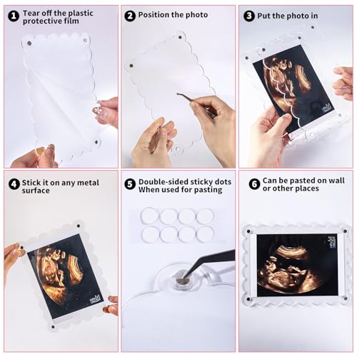 Magnetic Clear Acrylic Baby Ultrasound Frame with Scalloped Edges