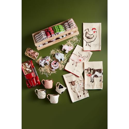 Christmas Sheep Farm Towel - Holiday Kitchen Hand Towel, 26 x 16.5 Inches