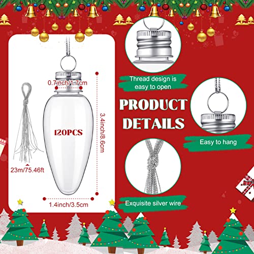 Zhehao 120Pcs Classic Clear Fillable Light Bulb Ornaments with 3 Rolls Silver Rope - DIY Candy Candy Decoration