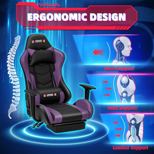 Ergonomic Massage Gaming Chair with Footrest and Lumbar Support