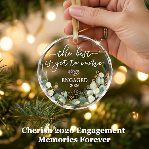 Engaged 2026 Crystal Glass Ornament Keepsake for Couples