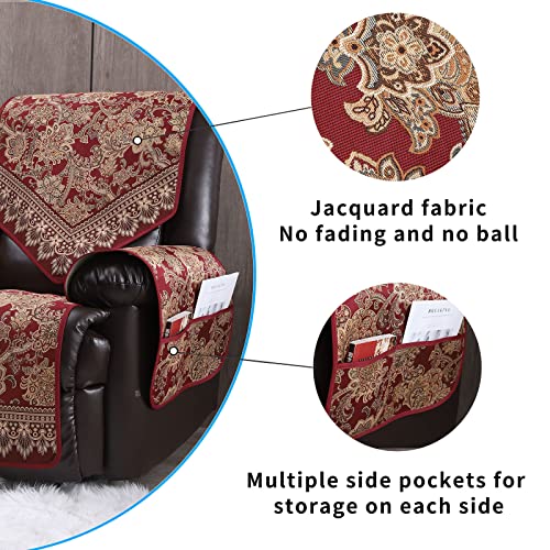 Waterproof Recliner Chair Covers with Non-Slip Design - Large Size, Red