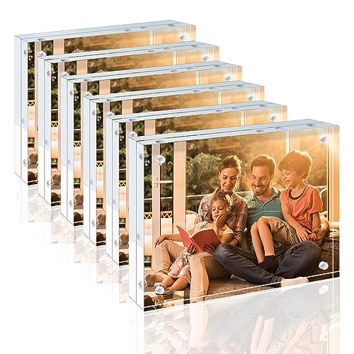 5x7 Clear Acrylic Picture Frames (6 Pack) - Magnetic Desktop Display