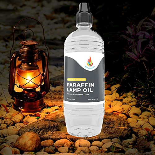 Liquid Paraffin Lamp Oil - 1 Liter, Smokeless & Odorless Fuel (2-Pack)