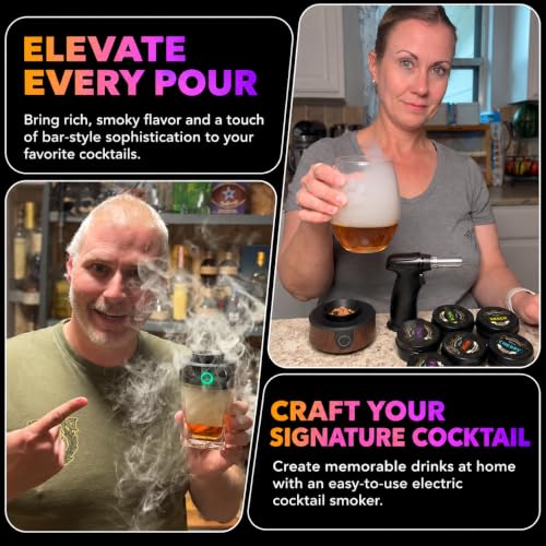 Electric Whiskey Smoker Kit with Torch, Unique Home Bar Gift for