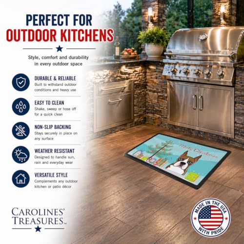 Caroline's Treasures Christmas Tree and Boxer Doormat 24x36 Indoor Outdoor Rug