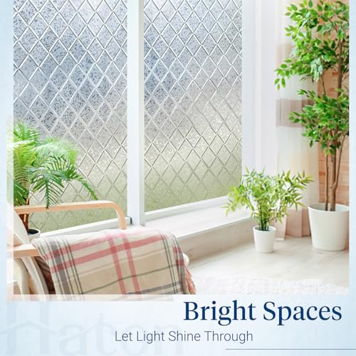 Decorative Frosted Window Privacy Film - Lattice Pattern, 17.5" x 78.7"