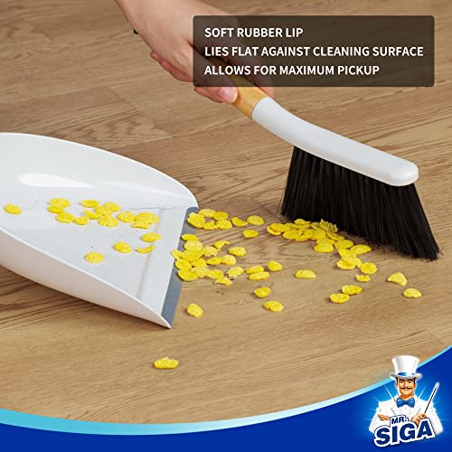 Handheld Dustpan and Brush Set with Bamboo Handle - Portable Cleaning Set