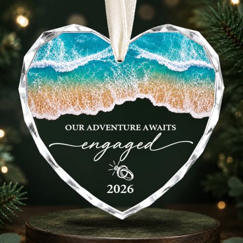 GOSBLUE Engaged 2026 Ornament - Unique Engagement Gift for Couples, Christmas Tree Décor
