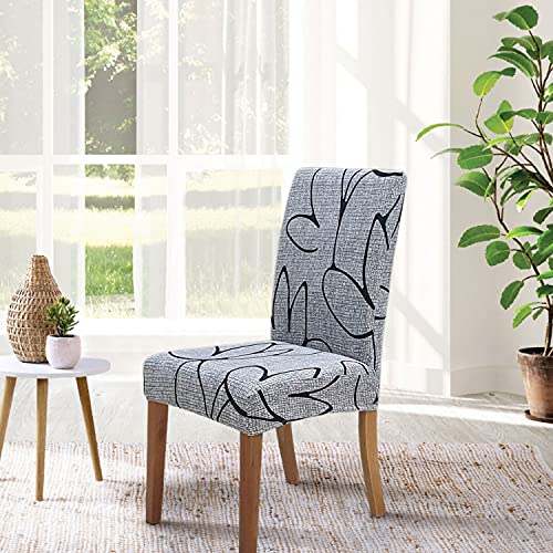 Stretch Dining Chair Covers - Set of 4 Washable Slipcovers in Lotus Gray