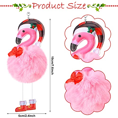Amyhill Pink Flamingo Christmas Ornaments Set of 6 with Santa Hats