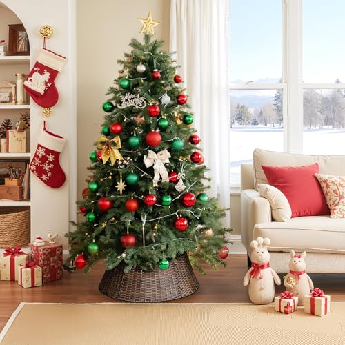 Granny Says 28" Large Wicker Christmas Tree Collar for Pencil Tree - Dark Brown Round