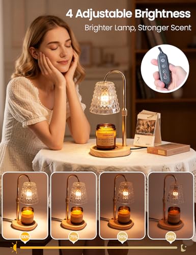 Dimmable Candle Warmer Lamp with Timer - Adjustable Height Wax Melter