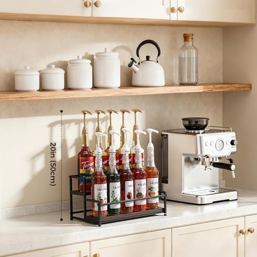 2-Tier Coffee Syrup Organizer Rack - 10-Bottle Countertop Display Stand