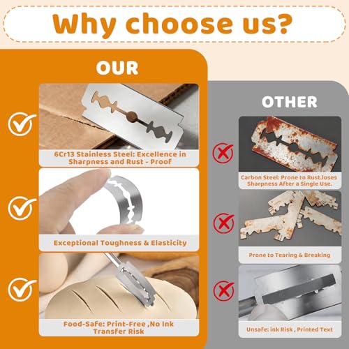 40-Piece Bread Lame Replacement Blades, Stainless Steel Sourdough Scorer