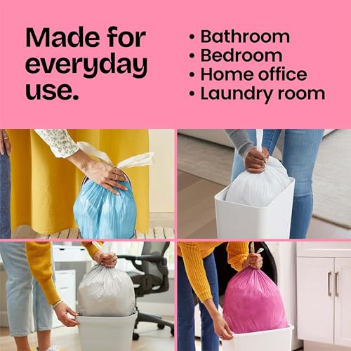 Glad Small Trash Bags 4 Gallon - Cherry Blossom Scented Garbage Bags with Drawstring, 34 Count