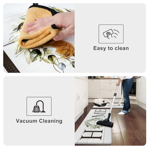 2-Piece Anti-Fatigue Kitchen Mat Set, Waterproof Cushioned Standing Desk Rugs