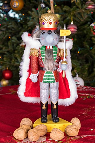 Mouse King 14-Inch Traditional Wooden Nutcracker - Festive Christmas Decor