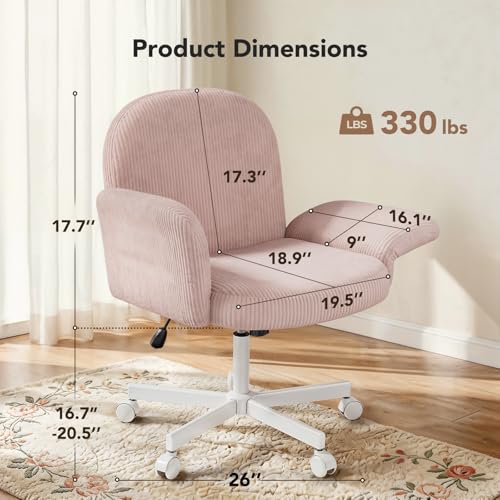 Criss Cross Office Chair with Adjustable Armrests for Petite Women, Pink