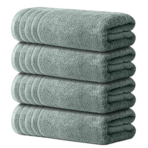 4-Piece Bath Towel Set, 30 x 60 Inch Cotton Bamboo Blend, Soft & Absorbent