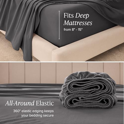Bare Home 100% Organic Cotton Flannel Queen Sheet Set - Grey
