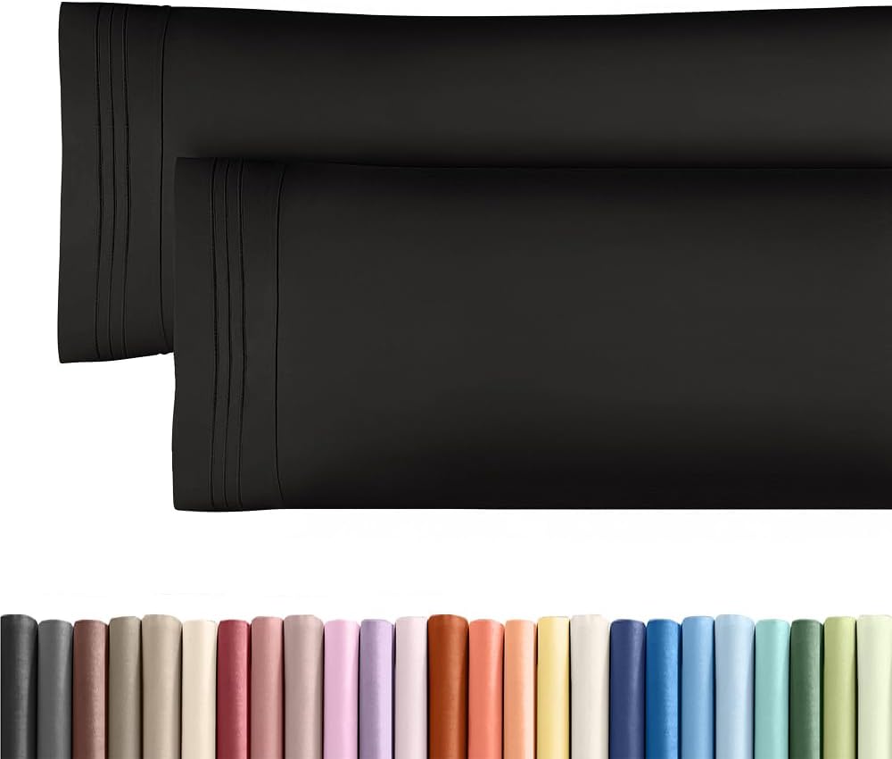 Skiennix Body Pillowcases Set of 2 | Soft & Breathable 20x54 Long Pillow Covers - Wrinkle & Fade Resistant, Machine Washable (Black)