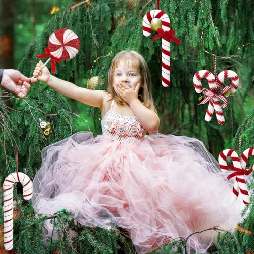 Vercraft 8pcs 16" Red White Candy Cane Ornaments - Giant Christmas Tree Decor (Red White)