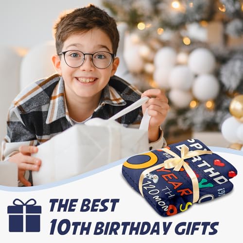 10th Birthday Blanket for Boys - 50 x 60 Inch Double Digits Gift