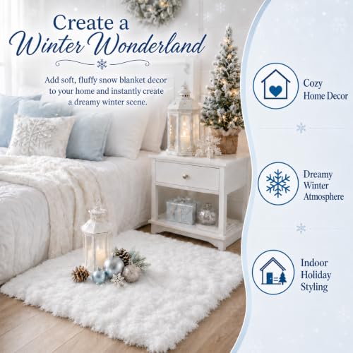 Artificial Fake Snow Blanket Roll (3.28x3.28 FT) for Christmas Decor