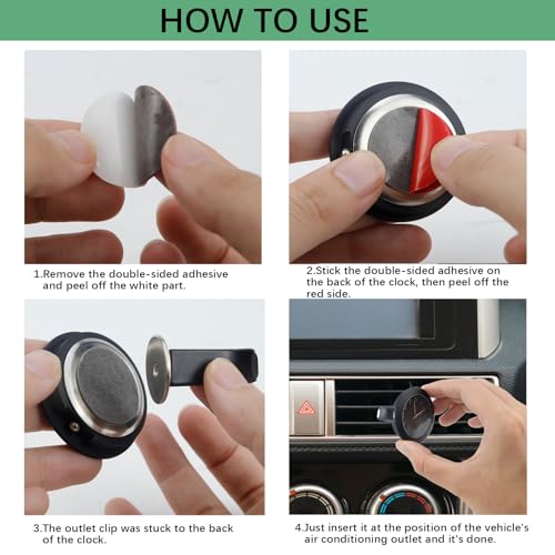 Mini Luminous Car Dashboard Clock with Vent Clip and Adhesive Base