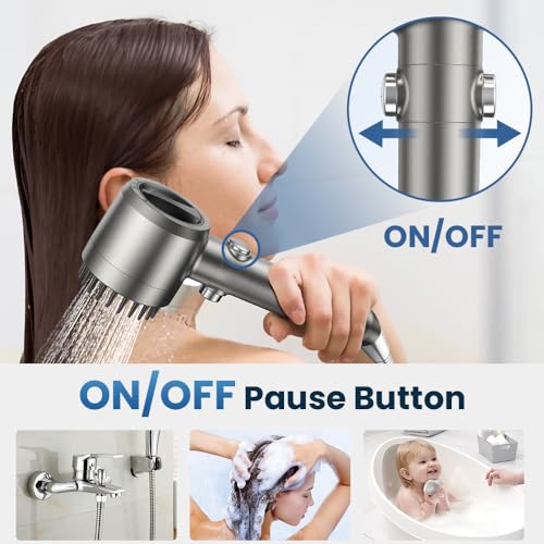 Filtered Handheld Shower Head with High Pressure Hose & Power Wash Mode