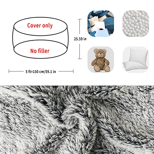 5ft Bean Bag Chair Cover - Soft Fluffy PV Velvet Lazy Sofa Bed (No Filler)