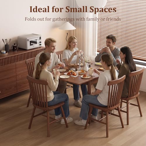 Solid Wood Expandable Dining Table for Small Spaces, 23.6" to 47.2" Walnut