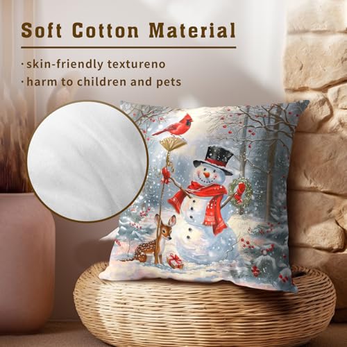 Giwawa Snowman & Red Bird 18x18 Throw Pillow Covers Set of 2 – Winter Cushion Covers