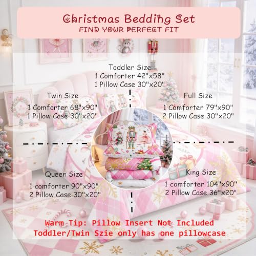 Erosebridal Pink Gold Full Size Nutcracker Comforter Bedding Set - Seasonal Home Decor
