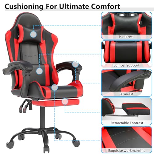 Ergonomic Gaming Chair with Footrest, High Back Office Desk Chair