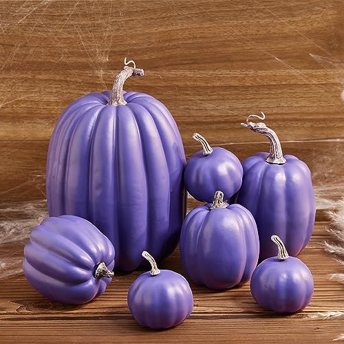 7-Piece Artificial Foam Pumpkin Set for Fall Thanksgiving Home Decor