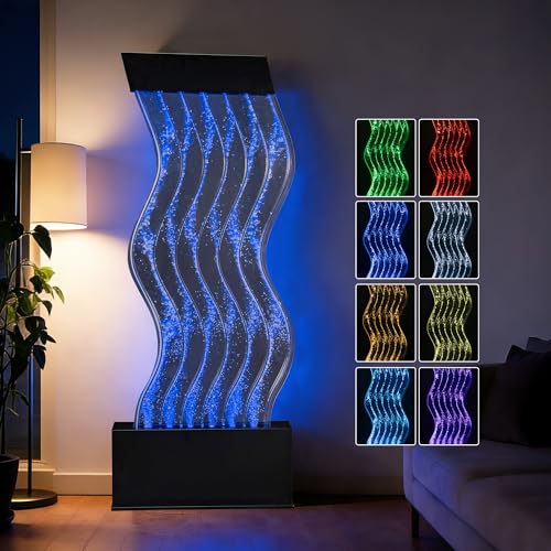 48-Inch S-Curved LED Bubble Wall Fountain with Remote and App Control