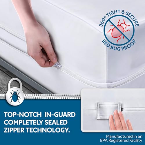 Waterproof Box Spring Cover - Queen Size Bed Bug Proof Encasement
