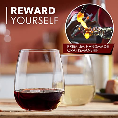 Chouggo Set of 6 Hand Blown Crystal Wine Glasses 18oz - Elegant Gift for Wine Lovers
