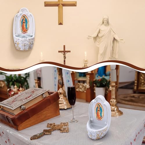 Our Lady of Guadalupe Holy Water Font - Resin Wall Mount Religious Decor