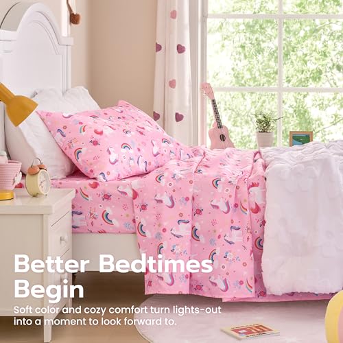 Joiedomi Kids Twin Sheet Set - 3-Piece Soft Microfiber Unicorn Bed Sheets