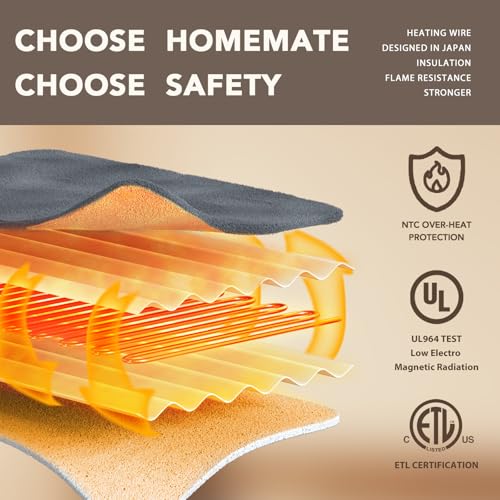 Electric Heated Blanket, Twin Size 62"x84", 10 Heat Levels, Auto-Off