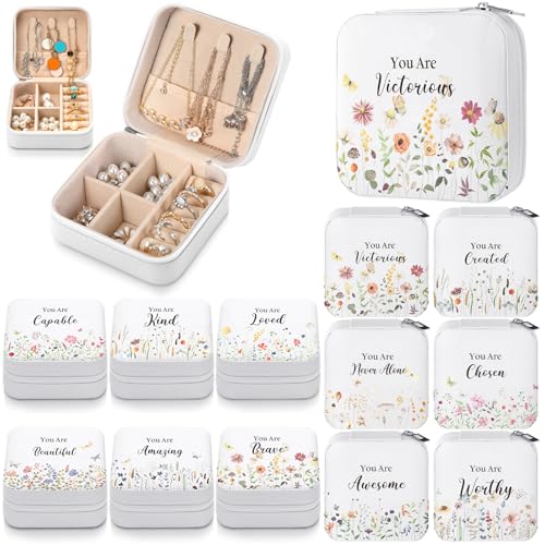 Kacctyen 12 Pcs Small Jewelry Travel Case Bulk Xmas Wild Flower Box