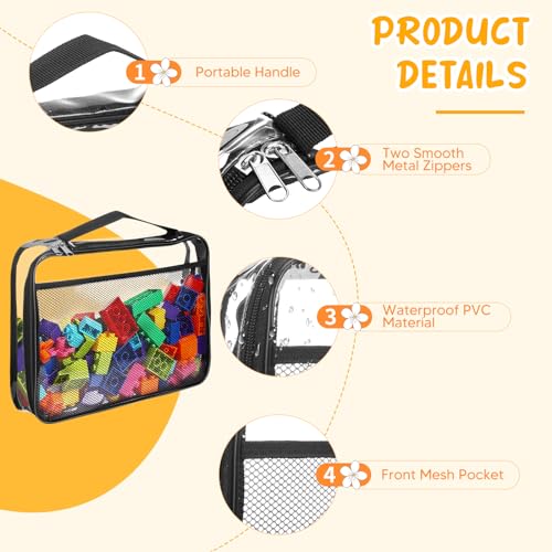 8-Pack Clear Toy Storage Bags with Handles, Waterproof PVC Organizer for Kids
